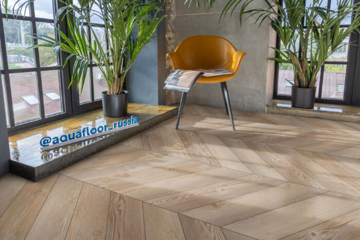 Виниловый ламинат AQUAFLOOR Parquet Chevron Glue AF2555PGCh (553,7x130,5x2,5 мм)