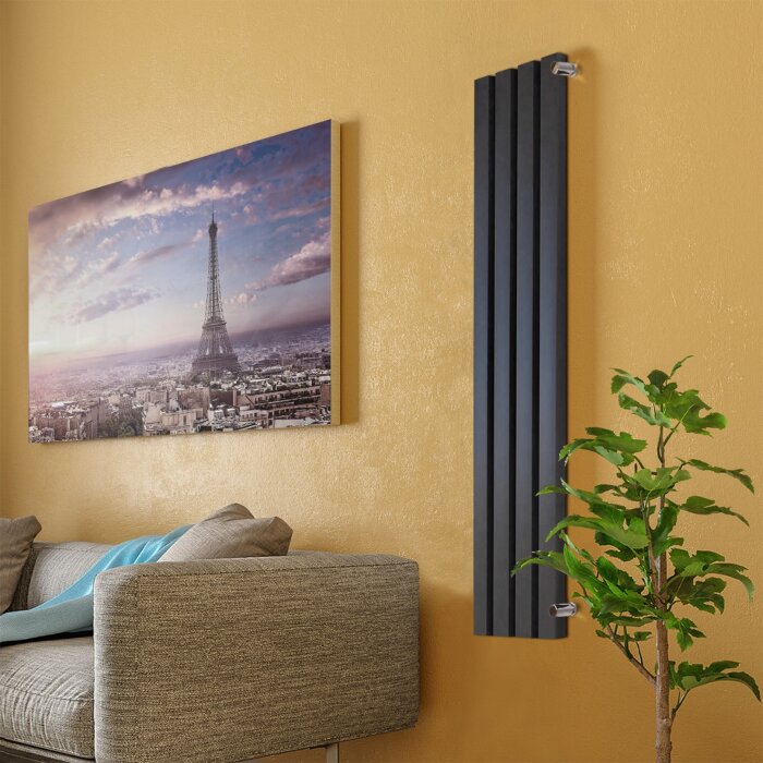 Вертикальные радиаторы 40x40 V 14 секций, Черные RAL9005